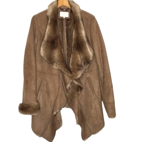 NWOT Laundry by Shelli Segal Faux Suede Faux Fur Waterfall Jacket Size Medium - Picture 1 of 16